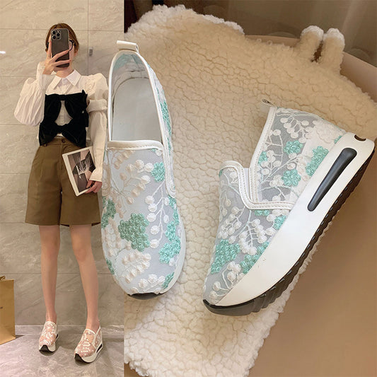 Dames Sneakers met Kant en Bloemenprint