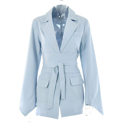 Damesblazer met Riem en Stijlvolle Pasvorm