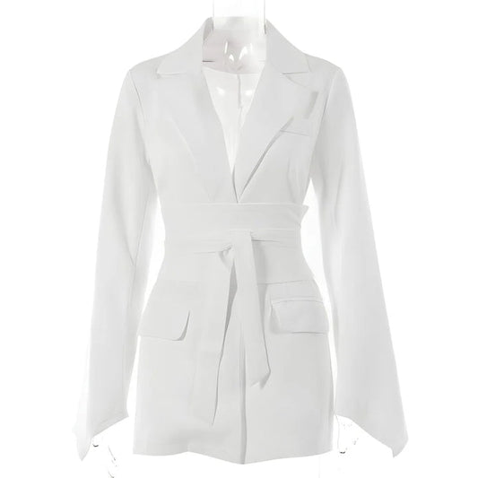 Damesblazer met Riem en Stijlvolle Pasvorm
