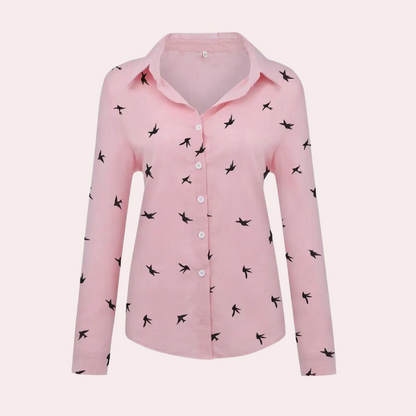 Damesblouse Lange Mouwen Zwaluwprint