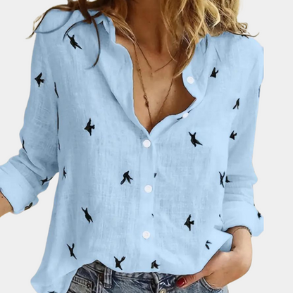 Damesblouse Lange Mouwen Zwaluwprint