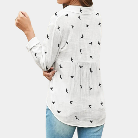 Damesblouse Lange Mouwen Zwaluwprint