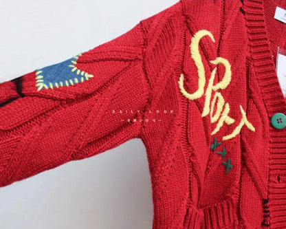 Damesvest met Patchwork Borduursel en V-hals