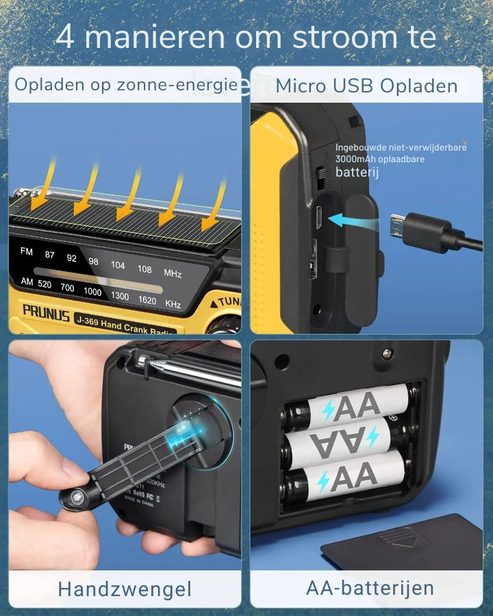 Draagbare Solar Dynamo Noodradio met Powerbank