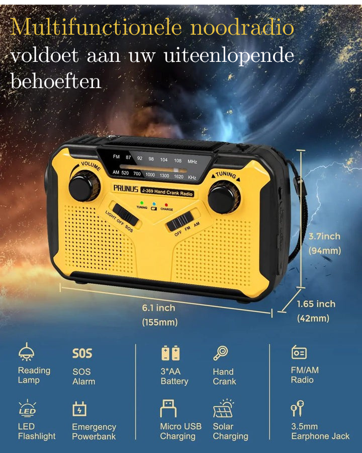 Draagbare Solar Dynamo Noodradio met Powerbank