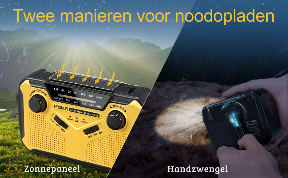 Draagbare Solar Dynamo Noodradio met Powerbank