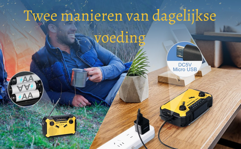 Draagbare Solar Dynamo Noodradio met Powerbank