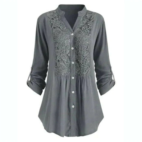 Egle Lange Blouse met Kant en Pofmouwen