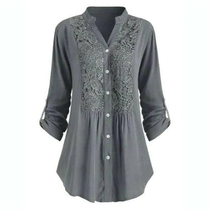 Egle Lange Blouse met Kant en Pofmouwen