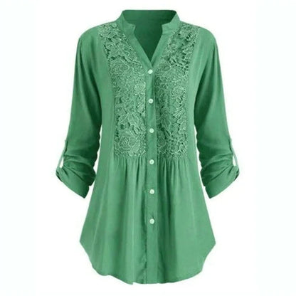 Egle Lange Blouse met Kant en Pofmouwen