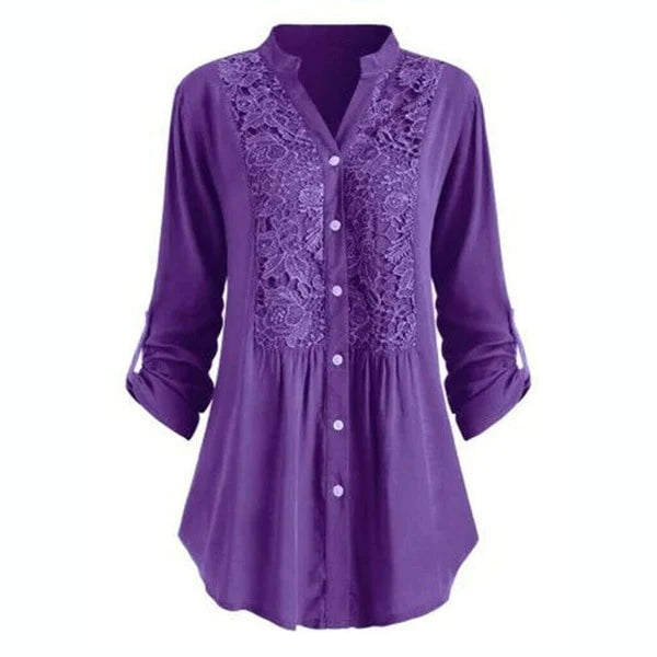 Egle Lange Blouse met Kant en Pofmouwen