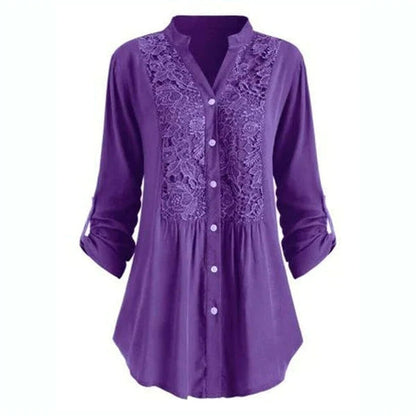 Egle Lange Blouse met Kant en Pofmouwen