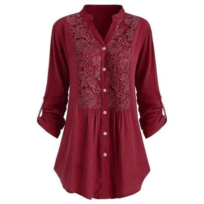 Egle Lange Blouse met Kant en Pofmouwen