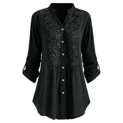 Egle Lange Blouse met Kant en Pofmouwen