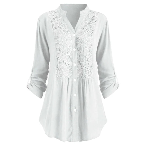Egle Lange Blouse met Kant en Pofmouwen