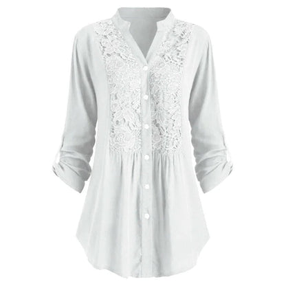 Egle Lange Blouse met Kant en Pofmouwen