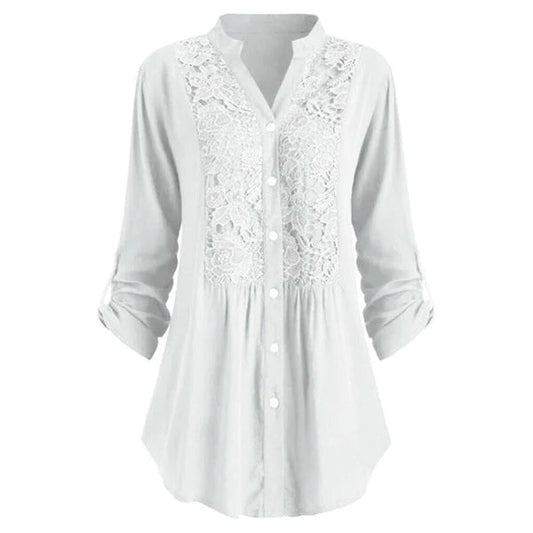 Egle Lange Blouse met Kant en Pofmouwen