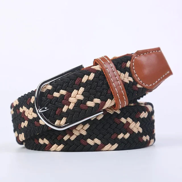 Elastische Lederen Riem met Comfort Gesp
