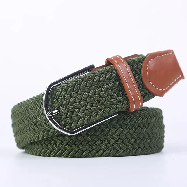 Elastische Lederen Riem met Comfort Gesp