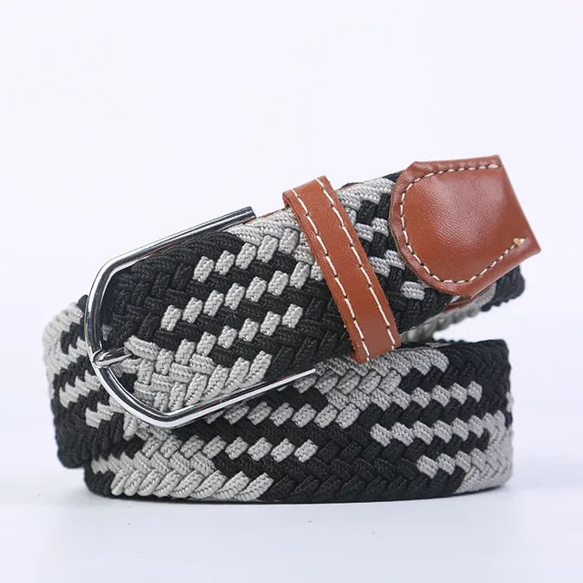 Elastische Lederen Riem met Comfort Gesp