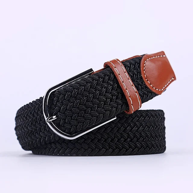 Elastische Lederen Riem met Comfort Gesp