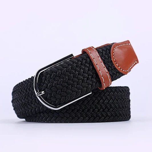 Elastische Lederen Riem met Comfort Gesp