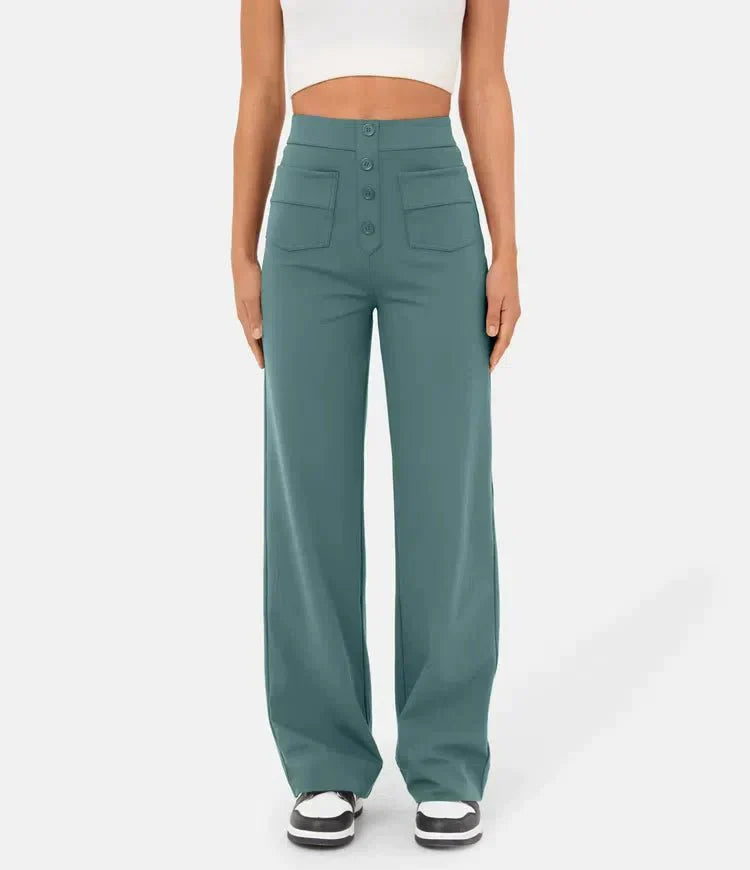 Elastische damesbroek met hoge taille en comfort