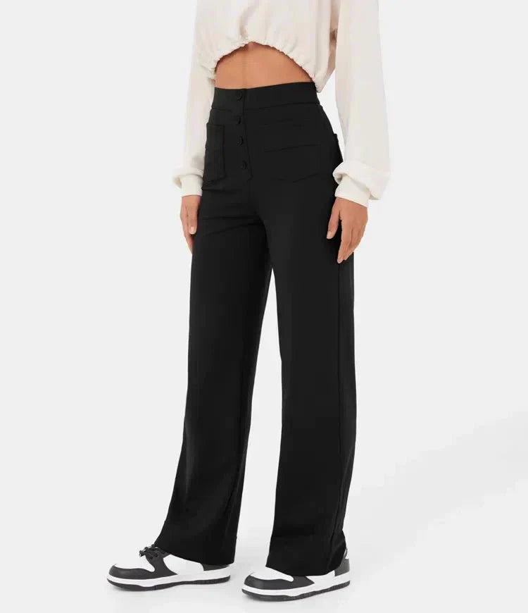 Elastische damesbroek met hoge taille en comfort