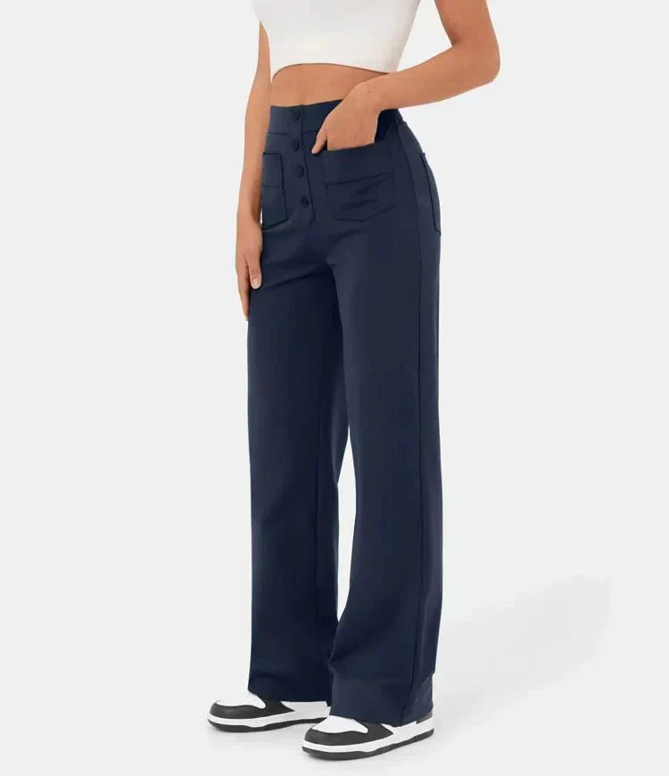 Elastische damesbroek met hoge taille en comfort