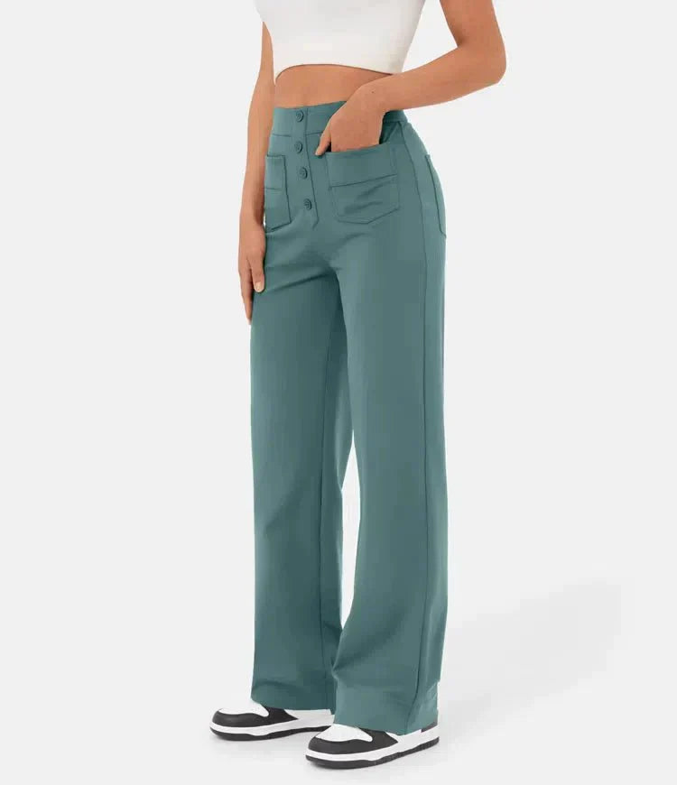 Elastische damesbroek met hoge taille en comfort