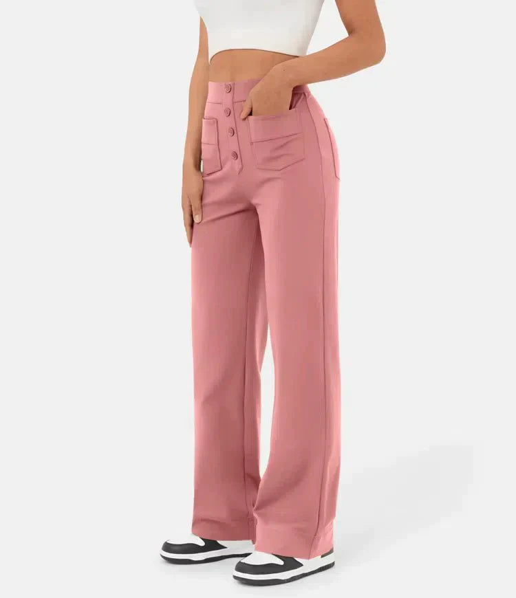 Elastische damesbroek met hoge taille en comfort
