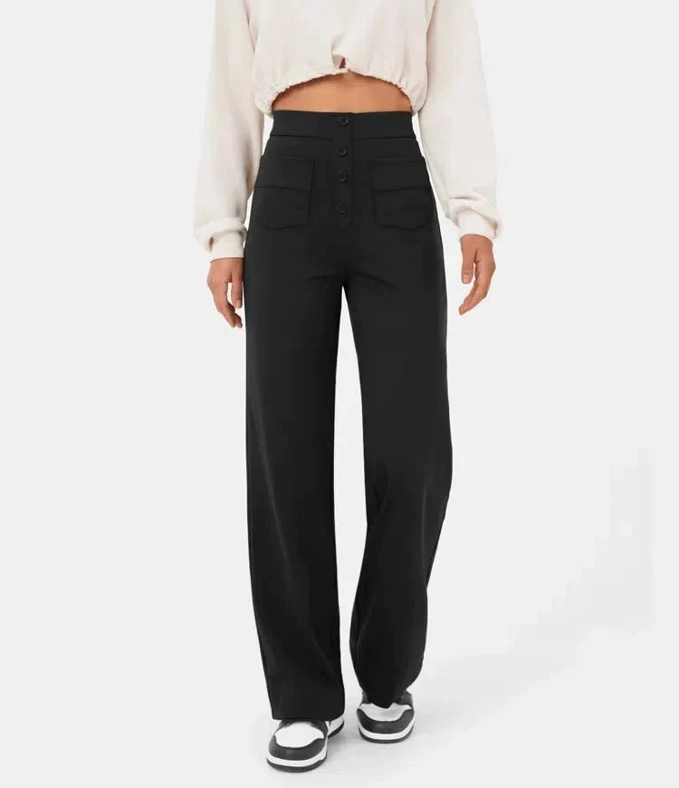 Elastische damesbroek met hoge taille en comfort