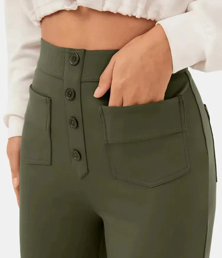 Elastische damesbroek met hoge taille en comfort