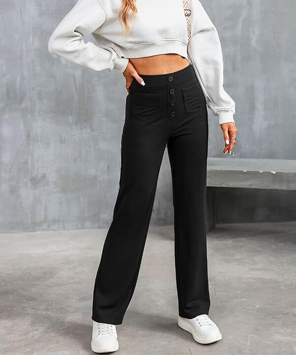 Elastische damesbroek met hoge taille en comfort