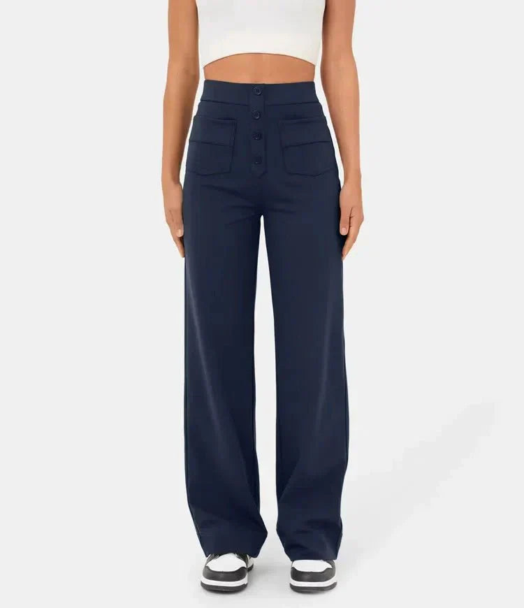 Elastische damesbroek met hoge taille en comfort