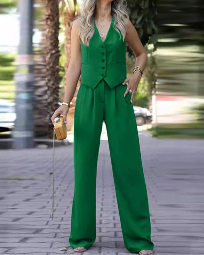 Elegant Dames Blazerpak Mouwloos Design