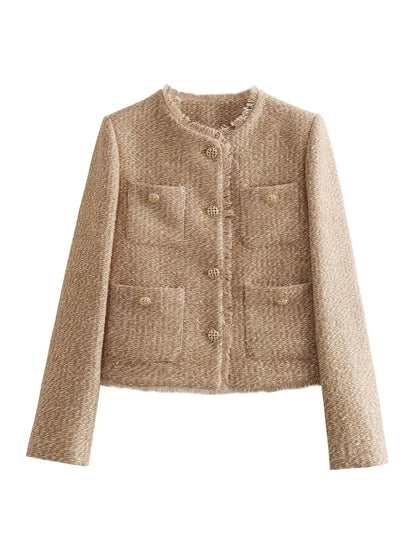 Elegant Dames Tweed Jasje Cropped Design