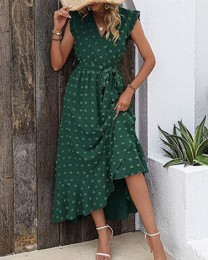 Elegant Geplooide Jurk Amanda Stippenpatroon