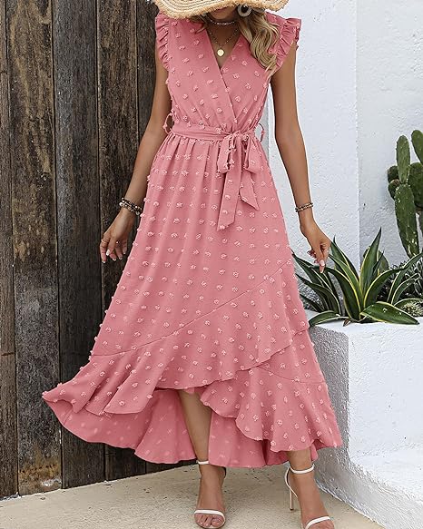 Elegant Geplooide Jurk Amanda Stippenpatroon