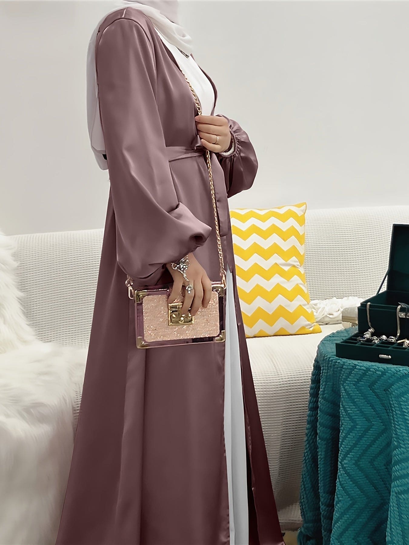 Elegante Abaya Jurk met Riem - Luxe