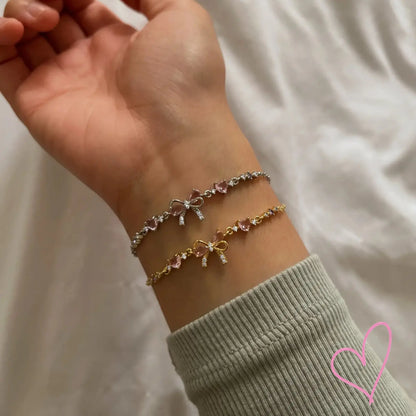 Elegante Armband met Roze Kristallen Strik