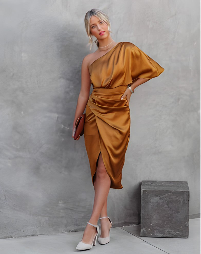 Elegante Asymmetrische Off-Shoulder Jurk
