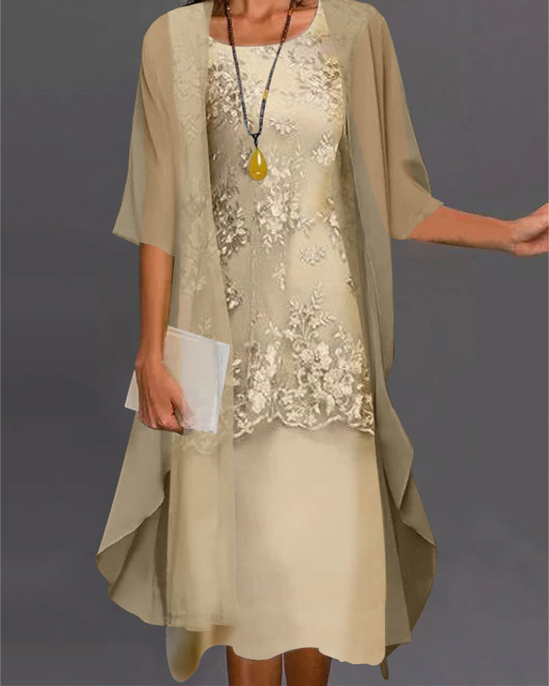 Elegante Chiffon Jurk met Smockdetails