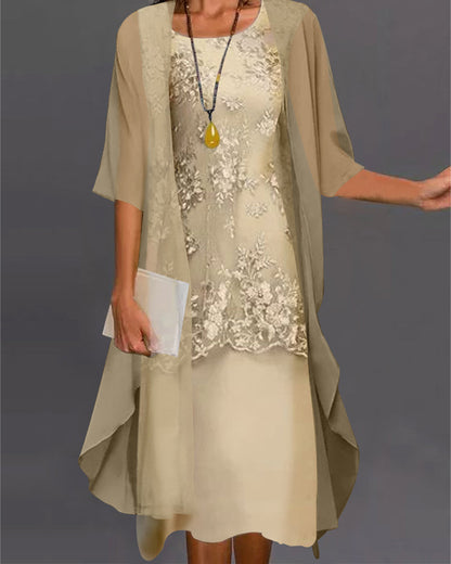 Elegante Chiffon Jurk met Smockdetails