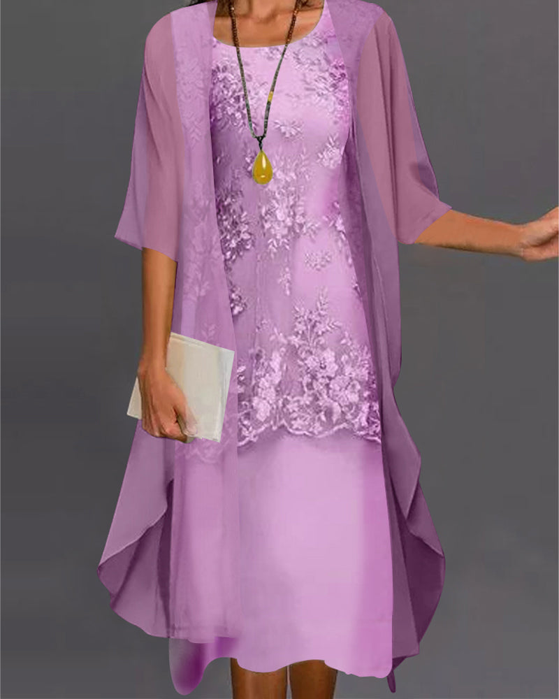Elegante Chiffon Jurk met Smockdetails
