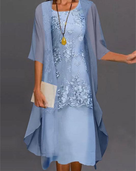 Elegante Chiffon Jurk met Smockdetails
