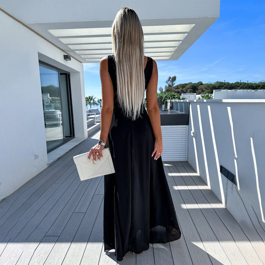 Elegante Dames Jumpsuit met Asymmetrische Halslijn