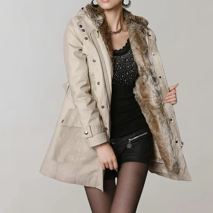 Elegante Dames Winterparka met Bontvoering