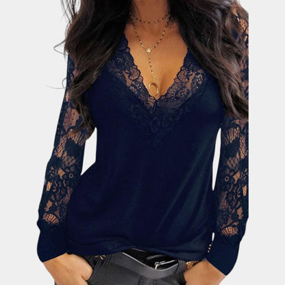 Elegante Damesblouse met Kanten V-hals
