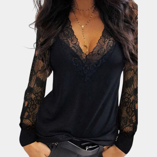 Elegante Damesblouse met Kanten V-hals